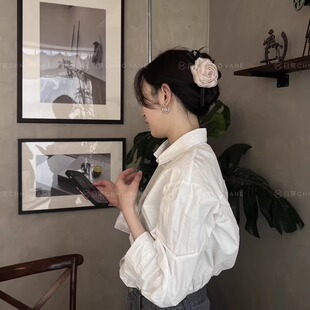 气发抓新款 花朵抓夹轻盈元 盘发抓夹 2.0月光流沙鲨鱼夹 且茉