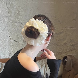 且茉~芭蕾练习生~多层复古肠圈重工加宽蕾丝花边高级感新款头饰