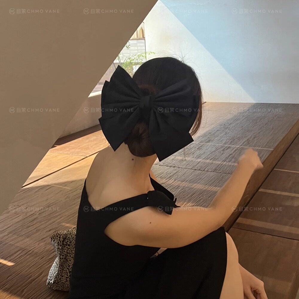 超大款黑色蝴蝶结发夹顶夹