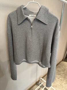 店铺上新 特价 Glog质感翻领长袖 灰色短款 均码