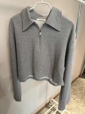 店铺上新 特价 Glog质感翻领长袖 灰色短款 均码