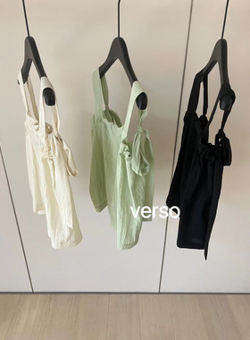 VS 女装新款夏季背后系带打褶飘带吊带背心 三色入