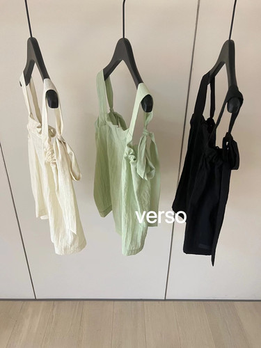 VS 女装新款夏季背后系带打褶飘带吊带背心 三色入