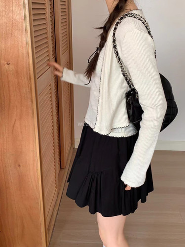 mmt微微法式复古小众设计感竖条纹吊带针织衫两件套女上衣秋
