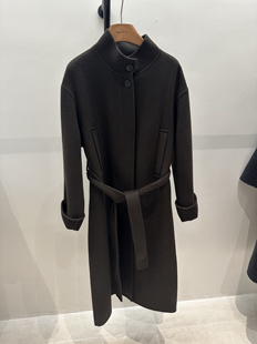 Hygge秋冬新款高级感立领翻领双面羊绒羊毛大衣外套女中长款咖色