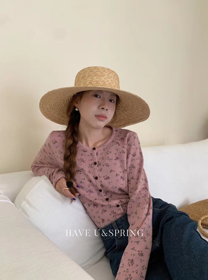 have u碎花法式小衫 长袖春款上新 两色入 衣长53胸围52肩宽40