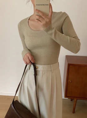 特价 大圆领针织打底衫 黑色 杏色10%超细羊毛 扛起球  110斤以内