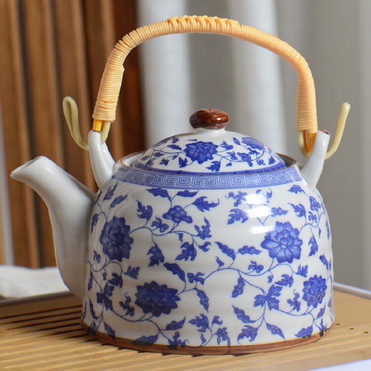 提梁壶茶具套装陶瓷复古中式家用泡茶壶茶杯大容量茶壶特价凉水壶