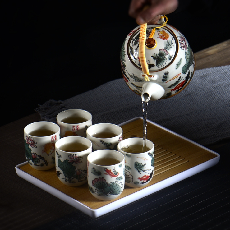 提梁壶茶具套装家用过滤网陶瓷茶