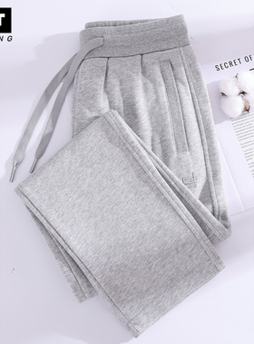 WEI TING休闲直筒卫裤女春秋款灰色拉链长裤宽松显瘦女士运动裤