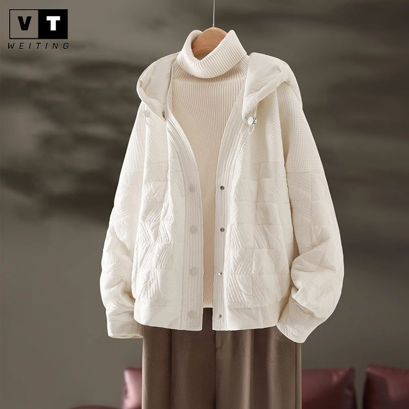 WEI TING设计感可拆卸帽子短款外套女秋冬款2025新款休闲百搭夹克