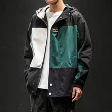 宽松外套男 拼接外套工装 男士 潮流夹克连帽大码 高品质 2019秋季