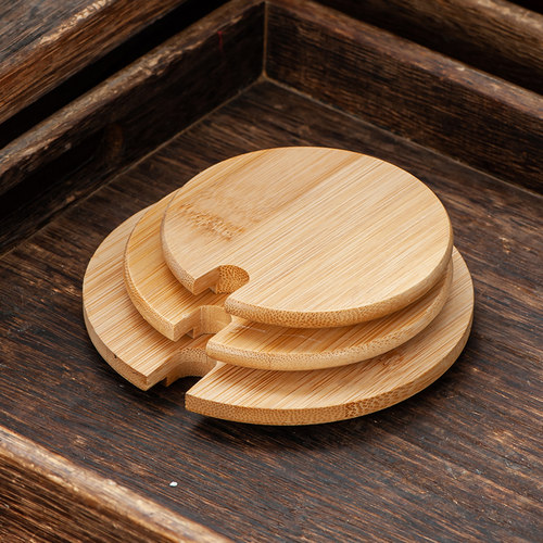 竹木盖子通用型杯盖大口径木质马克杯防尘盖定制水杯盖子单卖勺子