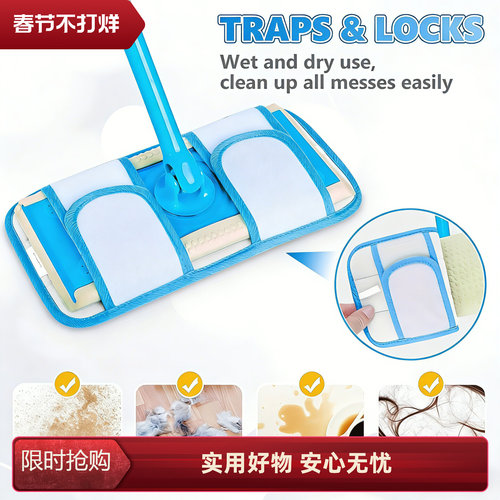 适配Swiffer 3M 绑带式平板加厚吸水拖把替换布干湿静电除尘通用