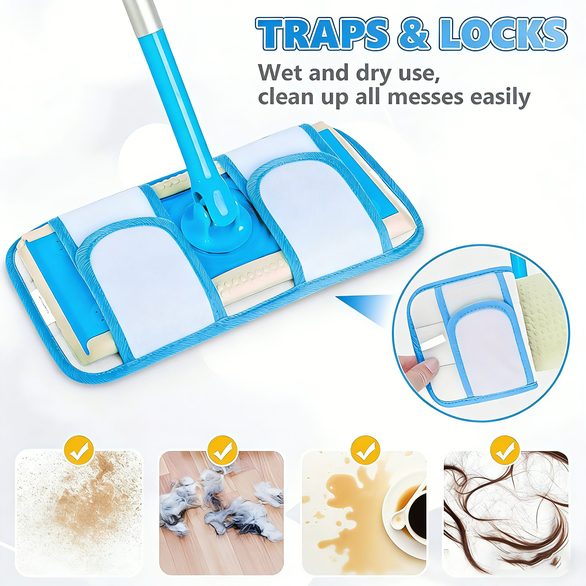 适配Swiffer 3M 绑带式平板加厚吸水拖把替换布干湿静电除尘通用