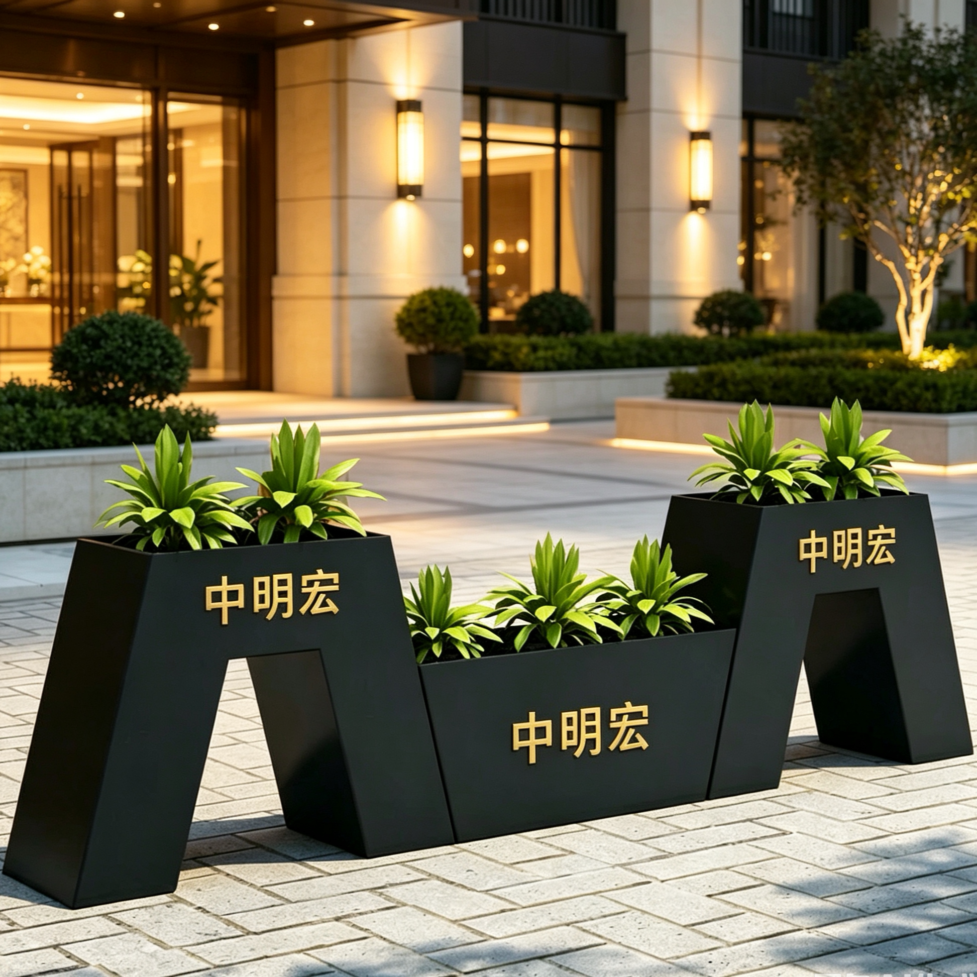 户外铁艺不锈钢花箱围栏隔断图片