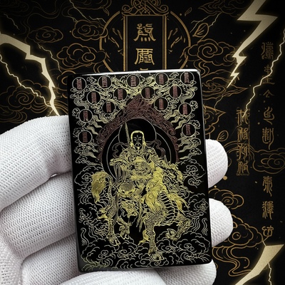 黑曜石无事牌吊坠雕刻雷祖项链吊坠车挂保平安牌定制送礼护身