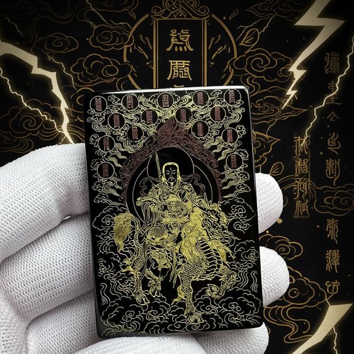 黑曜石无事牌吊坠雕刻雷祖项链吊坠车挂保平安牌定制送礼护身