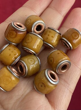 藏式骆驼骨雕刻咒眼镶嵌桶珠DIY散珠腰珠顶珠文玩108佛珠配珠配饰