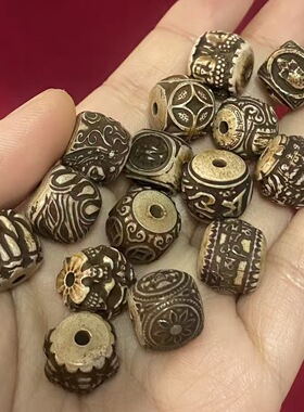 文玩藏式雕刻珠串珠配件水晶手链复古配饰 diy隔片手链项链项链经
