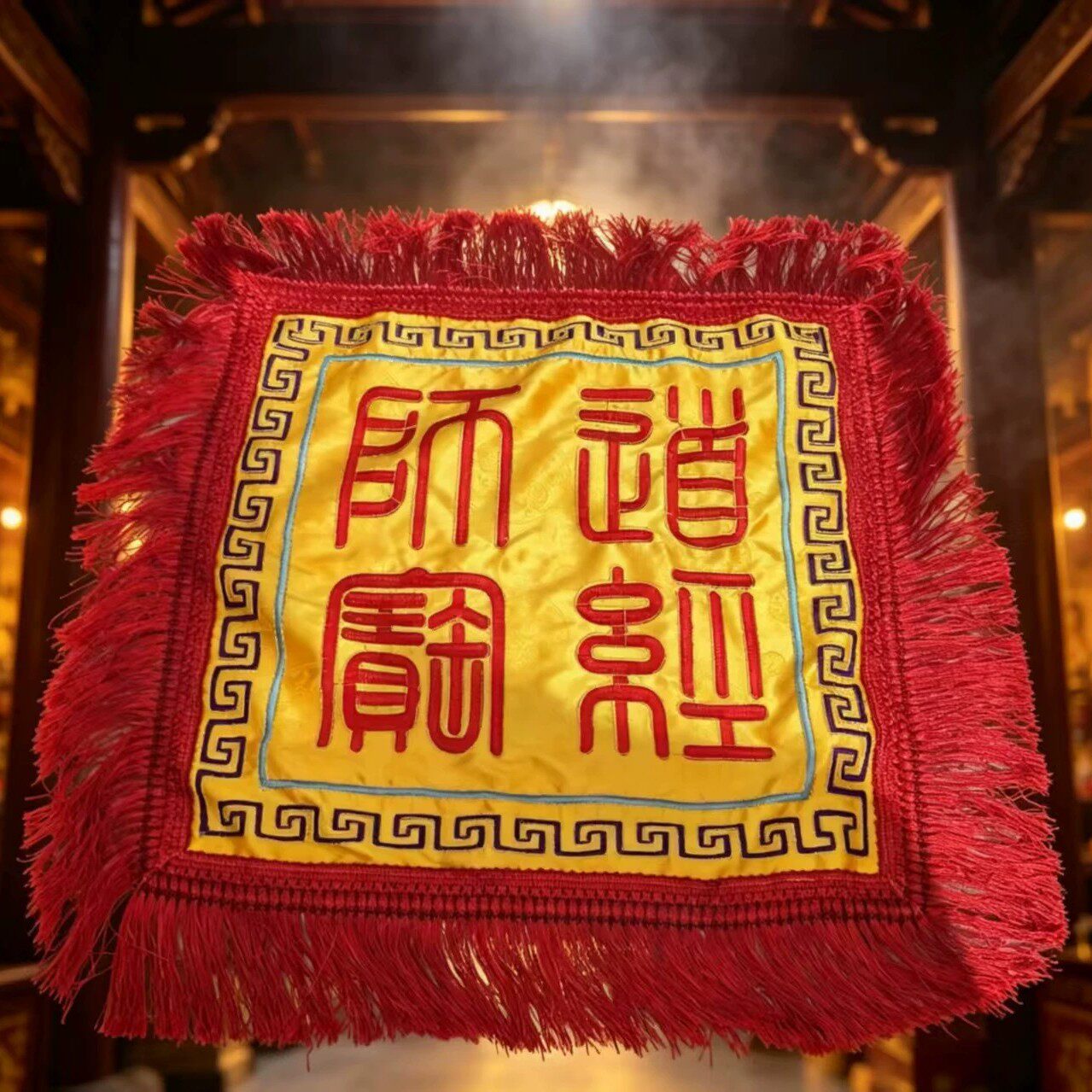 龙虎山天师出品精美刺绣道经师宝经盖布拜垫布罩精美刺绣提花布料