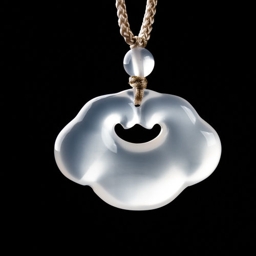 天然玛瑙祥云如意锁双面精工高冰玉髓吊坠挂件玉佩直播热销爆款