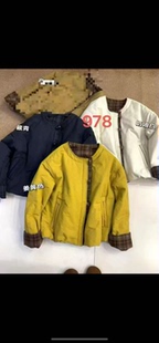 撞色棉衣棉服女3560 宽松时尚 新款 复古圆领休闲夹棉外套女工装