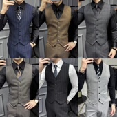 套装 男士 修身 马甲西裤 两件套伴郎兄弟团结婚礼服商务休闲西装 背心