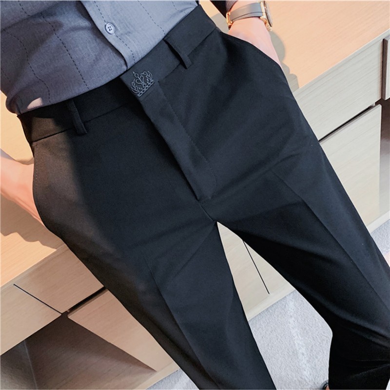 纯色刺绣正装西装韩版痞帅休闲裤