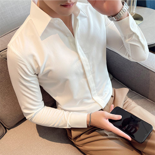 高级感大领正装免烫衬衫韩版痞帅