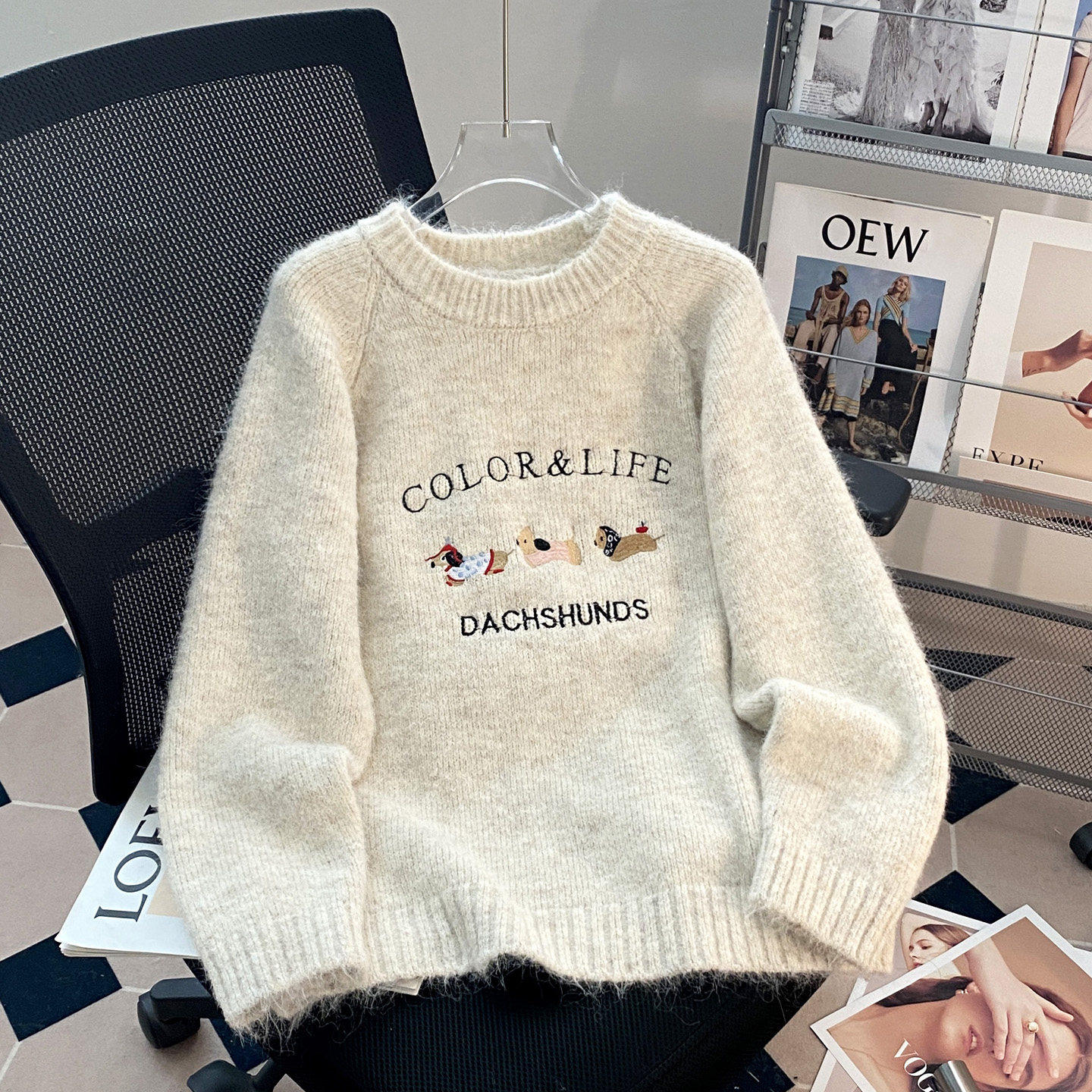 甜美风加厚软糯套头毛衣女秋冬2025新款韩系刺绣百搭打底针织上衣