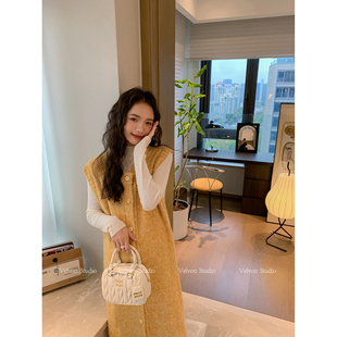 【陈格格】毛织单排扣背心裙秋冬百搭叠穿宽松两色无袖连衣裙