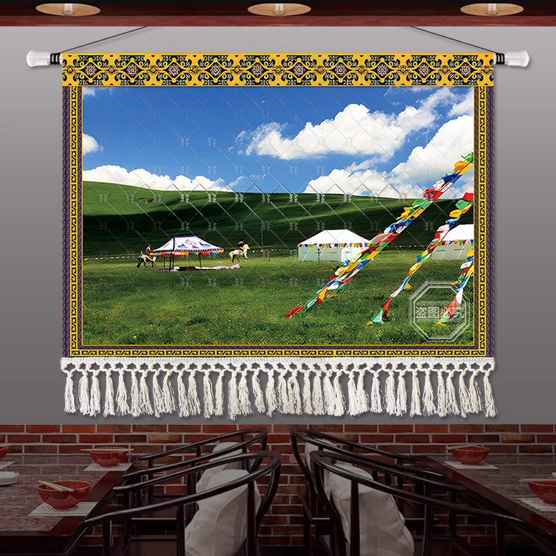 内蒙古元素装饰画草原风景挂画民族特色蒙古包餐馆酒店民宿墙壁画