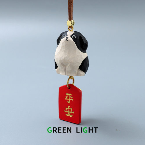 手工木雕可爱治愈系边牧犬后视镜车挂汽车挂件朋友生日礼物