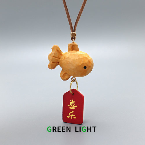 后视镜车挂手工雕刻椴木