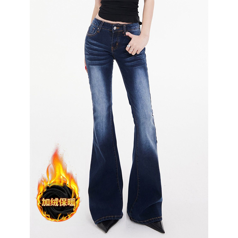 高个子加长加绒微喇显瘦牛仔裤