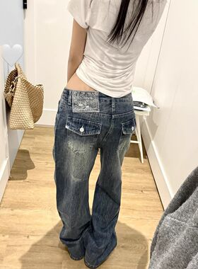 加长高个子复古直筒牛仔裤女夏季新款高腰宽松显瘦阔腿拖地裤子