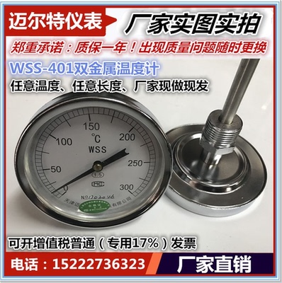 wss401轴向指针管道双金属温度计