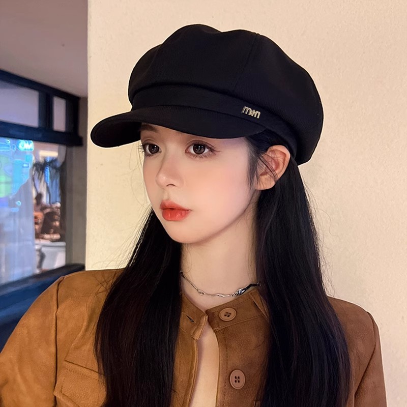 新款贝雷帽女秋冬显脸小鸭舌八角