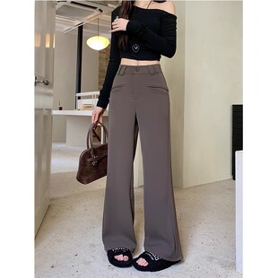 宽松显瘦胖m胯大腿粗休闲拖地裤 高腰西装 大码 女2025新款 KX22045 裤