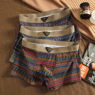 民族风男士内裤纯棉复古四角裤2026新款男式平角裤头男生款短裤衩