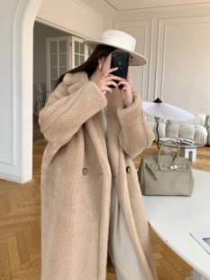 泰迪熊大衣 M家羊毛骆驼绒衣服冬新款羊驼毛皮草长款外套女 Teddy