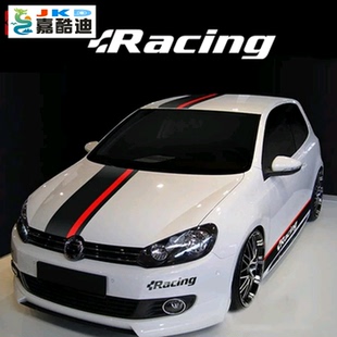 大众POLO车身拉花6高尔夫7尚酷GTI个性 饰贴纸侧裙机盖彩条车贴8 装