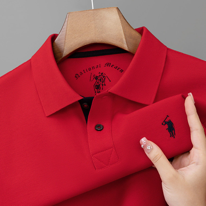 新款男士春秋季高端翻领长袖T恤POLO衫丝光棉商务休闲保罗体恤衫t