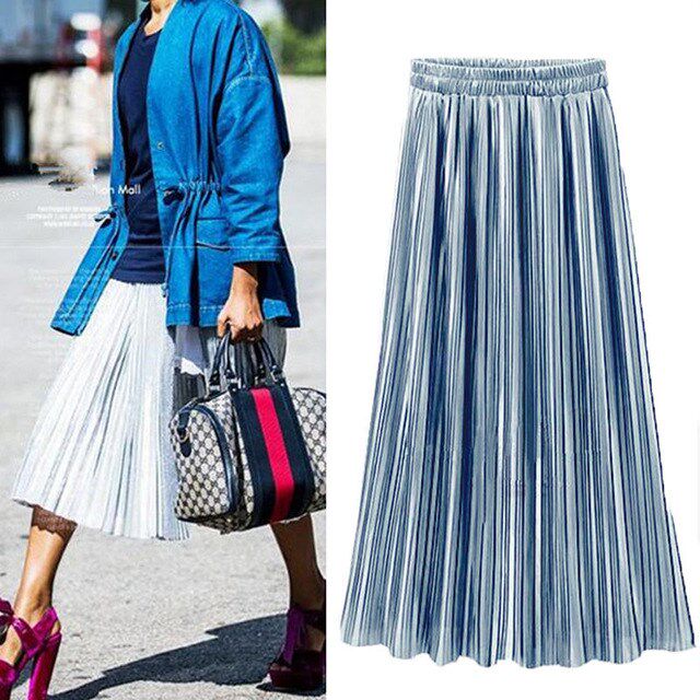 Fashion Summer womne Pleated Skirt Vintage Solid Long Skirts|msdalam kategori Butik wanita / wanita, skirt - dari Buy2taobao.com untuk memberikan perkhidmatan ejen Taobao profesional membeli
