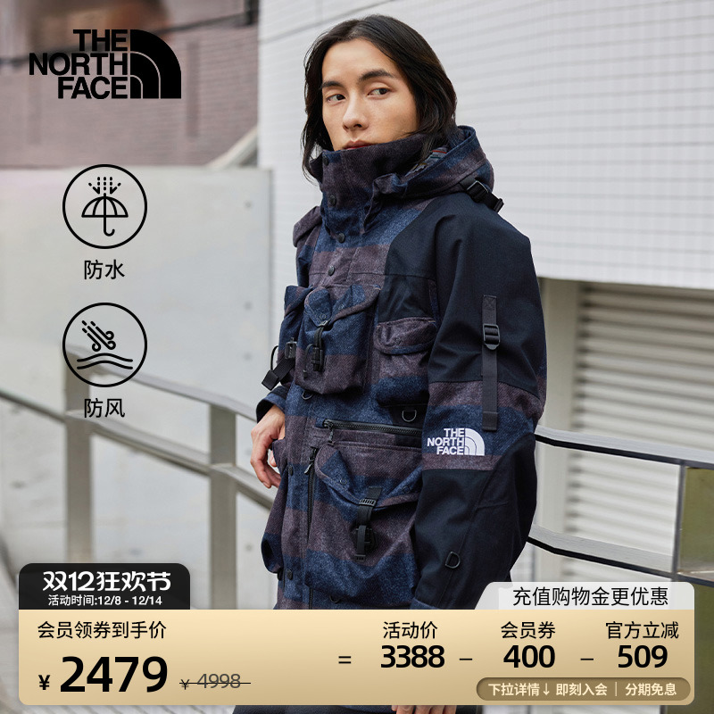 北面UE男格纹防水冲锋衣