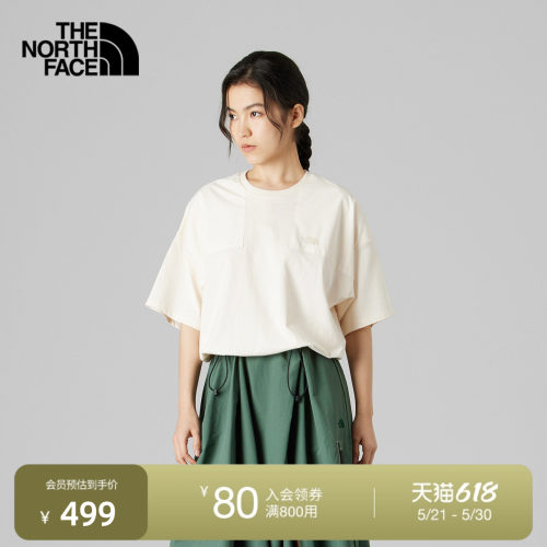 北面UE女宽松舒适拼接短袖T恤