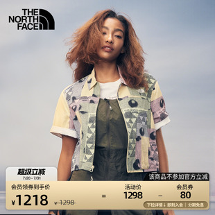 休閑戶外夏新款 北面UE設計師款 女印花短袖 襯衫 8CUC TheNorthFace