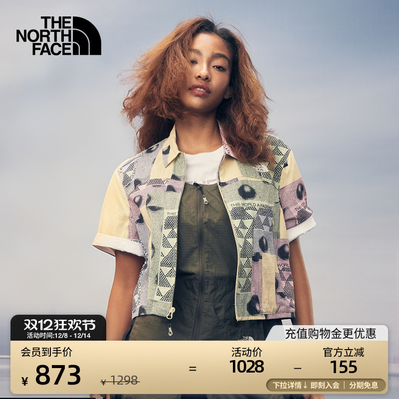 北面UE设计师款女印花短袖衬衫