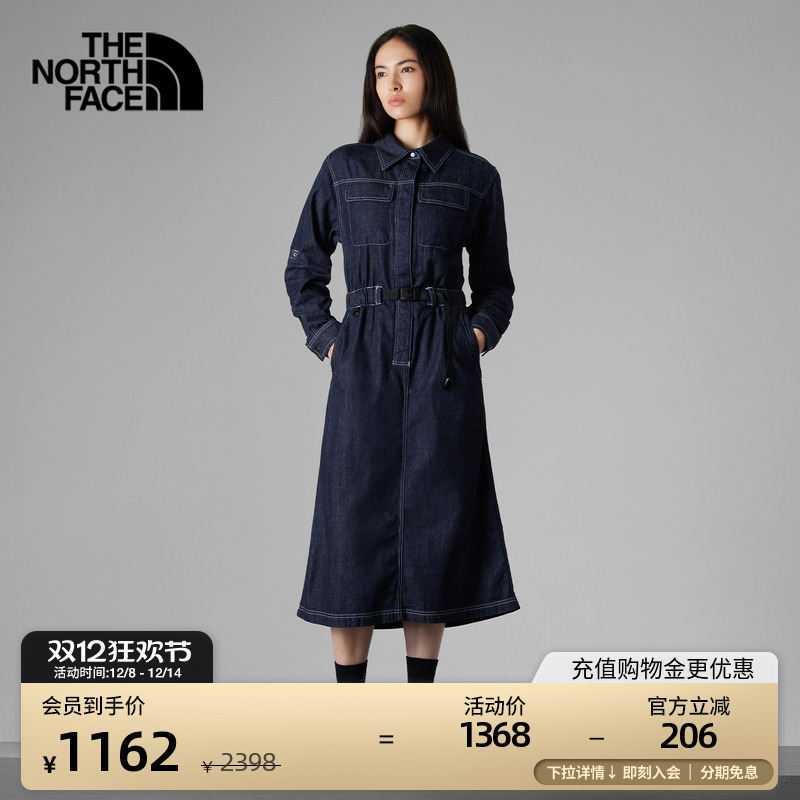北面UE女丹宁牛仔长袖连衣裙